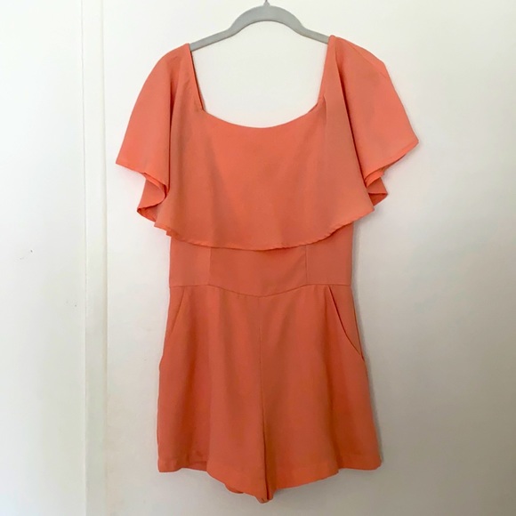 Endless Rose Off-shoulder Peach Romper w POCKETS! - Picture 1 of 3